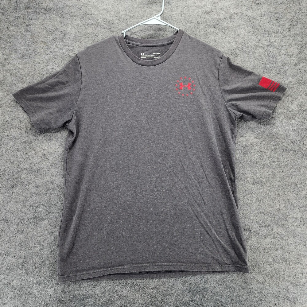 Under Armour Shirt Mens Small Loose Gray Short Sleeve Freedom Heatgear